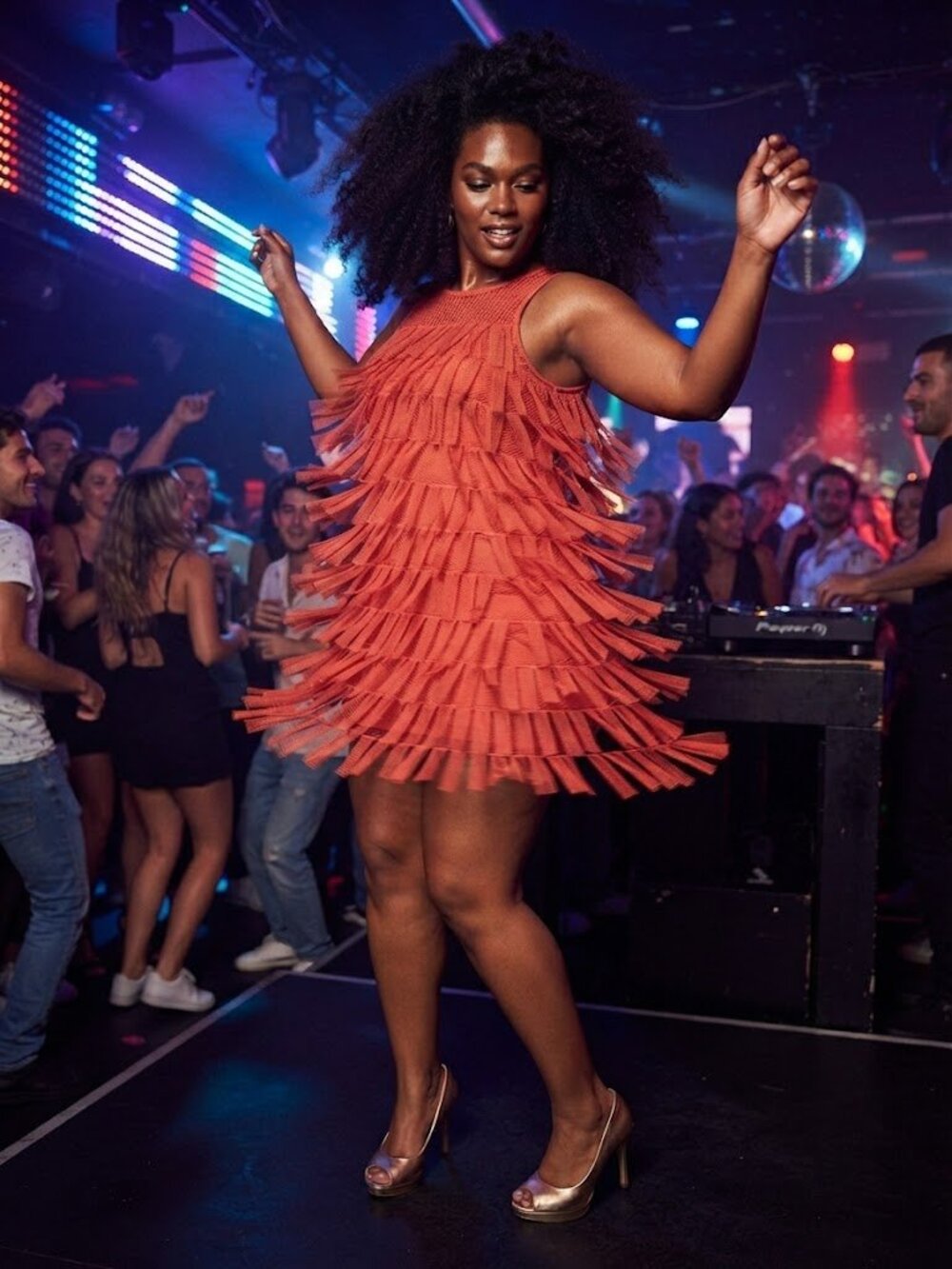 H&M Red Mesh Fringe Dress